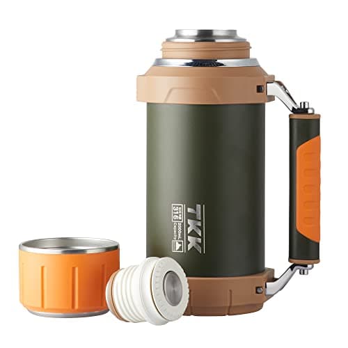 Large Coffee Vacuum for Hot Drinks Stainless Steel 2QT 64oz Insulated Bottle With Cup Handle Keeps Liquids Hot And Cold For Up To 24 For Outdoor Gathering Camping
