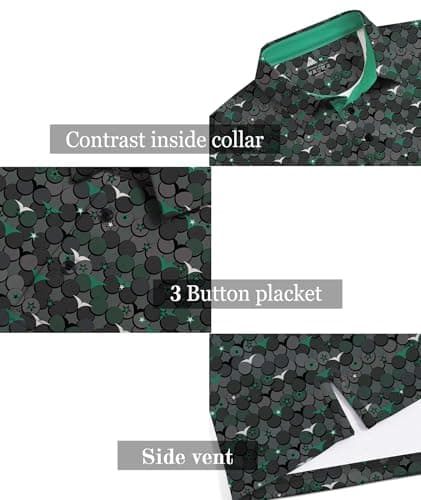 ZITY Men's Golf Shirts Short Sleeve Moisture Wicking Performance Print Patterns Casual Collared Golf Polo Shirt for Men