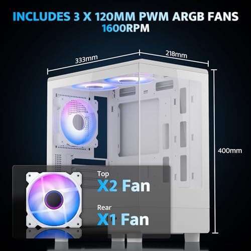 darkFlash Micro ATX PC Case, Pre-Install 3 PWM ARGB Fans Computer Case, Full View Dual Tempered Glass MATX Gaming PC Case, Type C Port, Supports up to 240mm AIO(DB330M) (White)