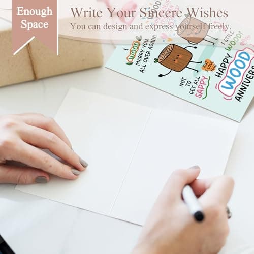 Funny 5th Anniversary Card for Him Her, Pun Wood Anniversary Card for Husband Wife, 5 Years Married Cards Gift