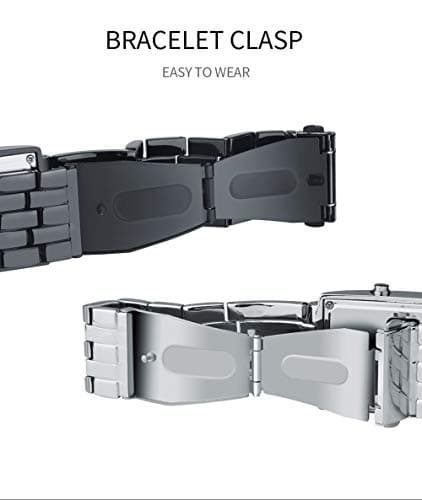 FANMIS Fashion Casual Binary LED Military Men's Sports Stainless Steel Quartz Rectangle Wrist Watch Silver