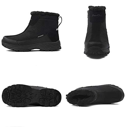 SILENTCARE Men's Warm Snow Boots, Fur Lined Waterproof Winter Shoes, Anti-Slip Lightweight Ankle Boot