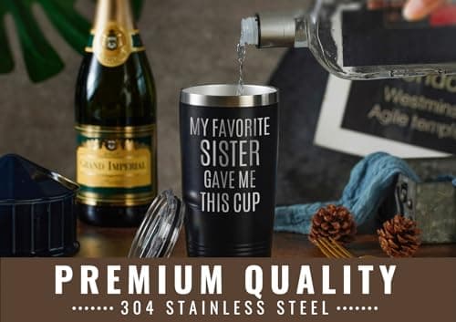 Onebttl Brother Gifts from Sister, Funny Gift Idea for the Best Brother for Christmas, Birthday, 20 oz Stainless Steel Insulated Travel Mug - My Favorite Sister Gave Me This Cup B0CZ73666S