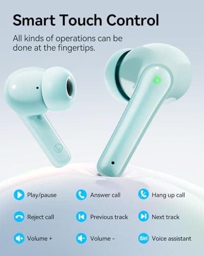 Wireless Earbuds, Bluetooth Ear Buds Headphones, 40H Long Playtime, Stereo Deep Bass, LED Power Display, IPX7, Lightweight in Ear Earphone with Mic for iPhone Android Phone