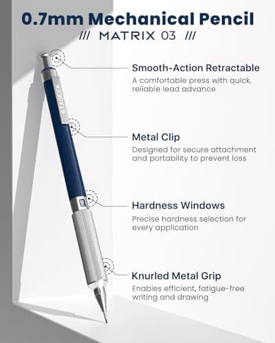 STAGEEK 0.7 mm Mechanical Pencil, Metal Art & Drafting Pencil with Eraser and 60 HB Lead Refills, Professional Drawing Pencil for Artists, Students, School, Office, Writing, Sketching, Drafting(Blue)