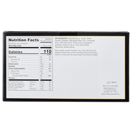 Bourbon Gummy Gift Set with 2 Whiskey Glasses – Bourbon-Flavored Candy Bears & Crystal Lowball Glasses – Father’s Day Gift for Whiskey & Scotch Lovers, Dad, Husband, or Him – Tasting Set