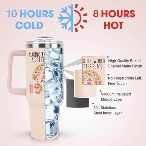 60th Birthday Gifts for Women Her, Cool 1965 60 th Birthday Gifts for Woman Turning 60 Year Old, 60th Birthday Decorations for Women Mom, 60th Birthday Gifts Ideas, 60 and Fabulous 40oz Tumbler Cup