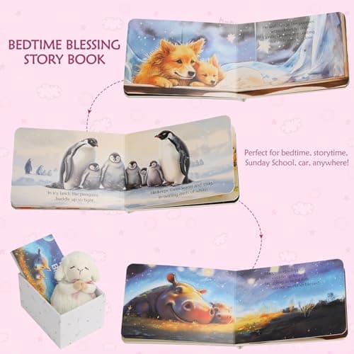 Baptism Gifts for Girls and Newborn Baby, Christening Gifts Set, 7" Praying Lamb Plush Toy and Bedtime Blessing Book in Keepsake Gift Box, Ideal Easter Gifts for Kids