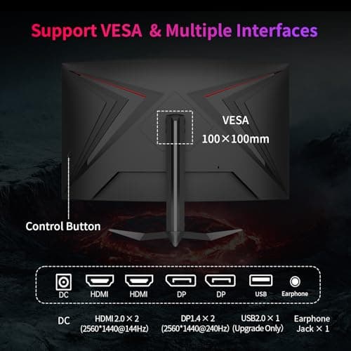 KTC 32Inch 240Hz Curved Gaming Monitor, 1000R VA, QHD(2560x1440p), 4000:1 Contrast, Support FreeSync GSync, HDMI2.0(144hz)/DP1.4(240hz)/Earphone, Tilt, Xbox PS5 Switch, 2K Computer Monitor (Renewed)