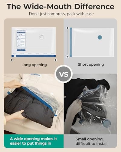 BAGSMART Vacuum Storage Bags for Travel with Rechargeable Air Pump, 18 Pack Portable Space Saver Bags for Travel & Home, Vacuum Compression Seal Bag for Clothing, Blanket, Duvets