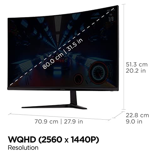 ViewSonic VX3218C-2K 32 Inch 1440p Curved Gaming Monitor, 180Hz and 1ms for Smooth Gameplay, FreeSync Premium and Eye Care Technology for Smooth Visuals, HDMI, and DisplayPort Inputs