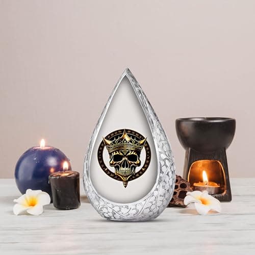 Pirates King Golden Skull Burial Small Urns for Adult Male Female Ashes - Drop Handcrafted Cremation Urn for Human Ashes - Remembrance Gift for Loss - Burial Cremains Containers (3 Inch) B0FBGQTX24