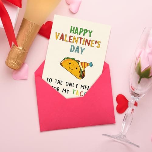 Lovely Taco Valentines Day Card for Him Her, Naughty Valentine's Day Gift for Husband Wife, Romantic Boyfriend Girlfriend Vday Card, To The Only Meat for My Taco