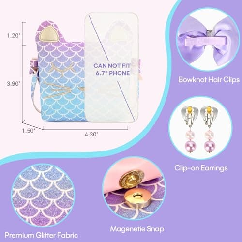 mibasies Purse for Little Girls Dress Up Jewelry Pretend Play Kids Accessories Mermaid Gifts B088M291YT