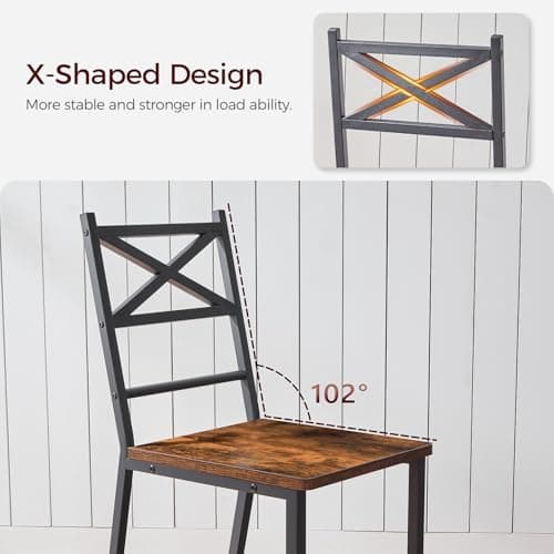 MAHANCRIS Dining Chair Set of 2, Rustic Wooden Kitchen Chairs with Backrest, Farmhouse Dining Chairs for Kitchen, Industrial Style Chair with Metal Frame, Easy Assembly, Rustic Brown TBHR1001