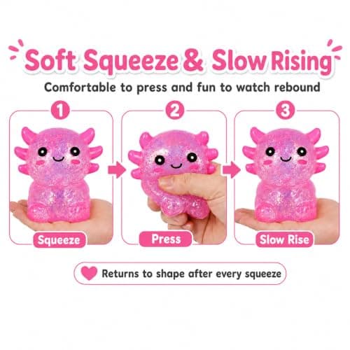 Non-toxic soft TPR, slow rebound, satisfying squeeze, sensory stress relief toy for kids & adults Axolotl Squishy Stress Ball, Soft TPR Fidget Toy for Kids Adults B0GGY5PZZX