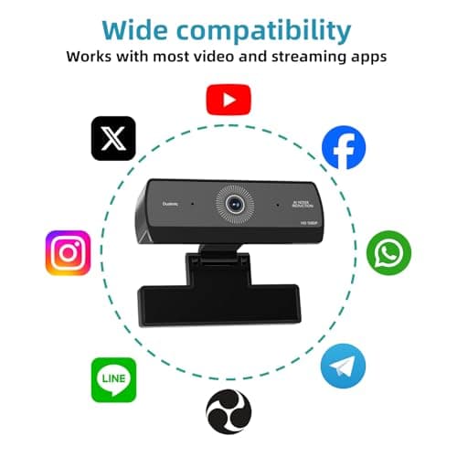 Webcam for PC, HD 1080P USB Plug-and-Play Computer Web Camera, High Definition Webcam for Desktop Laptop, Ideal for Online Class, Video Conference, Live Streaming & Gaming