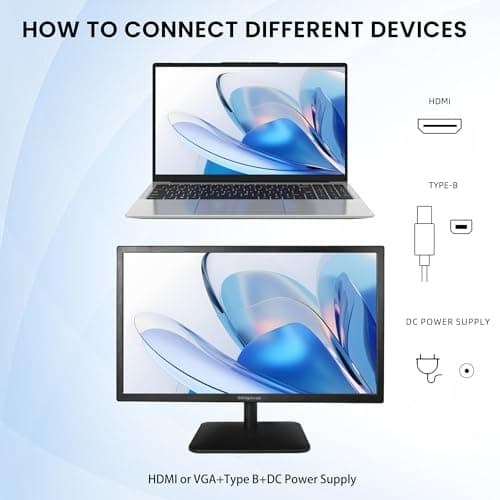 SKitphrati 21.5 Inch Touchscreen Monitor FHD 1920x1080p IPS Screen, VESA Support, 10-Points Computer Touch Screen PC Display with Type-B HDMI VGA Port, 75Hz Desktop Touch Display, Black