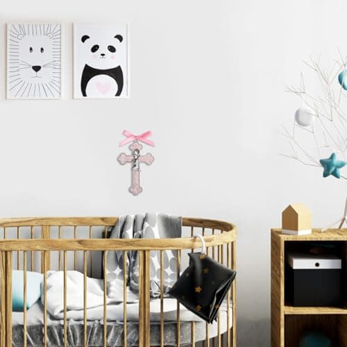 KOMI Pink Enamel Baby Wall Cross Christening Gifts Praying Girl Cross Christening and Dedication Baptismal Gifts from Godparents