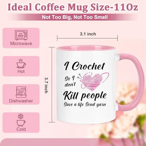 Cabtnca Crochet Gifts for Crocheters, I Crochet So I Don't Kill People Funny Mug - 11Oz, Christmas Birthday Knitting Gift for Knitters Crocheters Office & Home Use