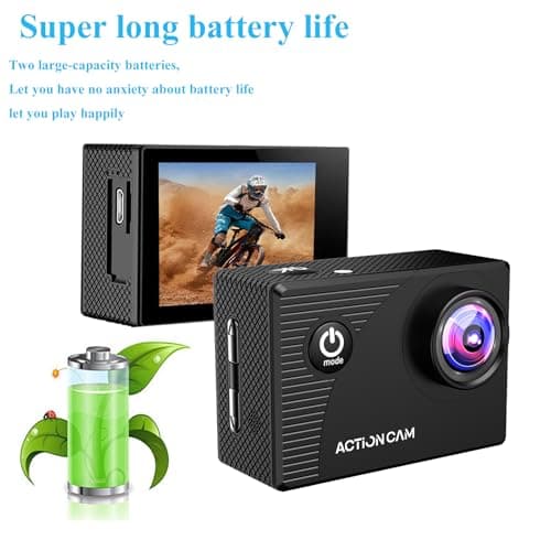 Xilecam Action Camera 1080P 30fps Sports Camera 40m/131ft Underwater Waterproof with 2 Batteries and Multi-Function Accessory