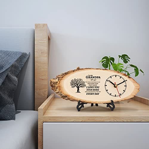 Grandpa Birthday Gifts from Grandkids, Christmas Fathers Day Birthday Gift for Grandfather, DIY Engraved Clock for Home Decor BeauGift Grandpa Gifts, Wooden Clock Birthday Gifts for Grandpa Grandfather B0F8Q4Z8QC