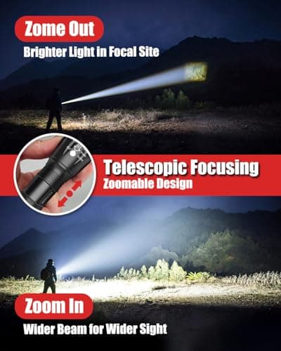 Victoper LED Flashlight 2 Pack, Bright Tactical Torch High Lumens with 5 Modes, Waterproof Zoomable Flash Light for Outdoor, Gifts for Men, Dorm Room Hunting Camping Essentials Gear for Guys