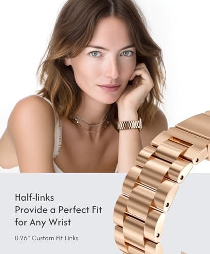 Metal Band Compatible with Apple Watch Band 42mm(Series 11 10) 41mm(Series 9 8 7) 40mm(Series 6 5 4 SE3/2/1) 38mm(Series 3 2 1), Dressy Stainless Steel iWatch Strap for Women