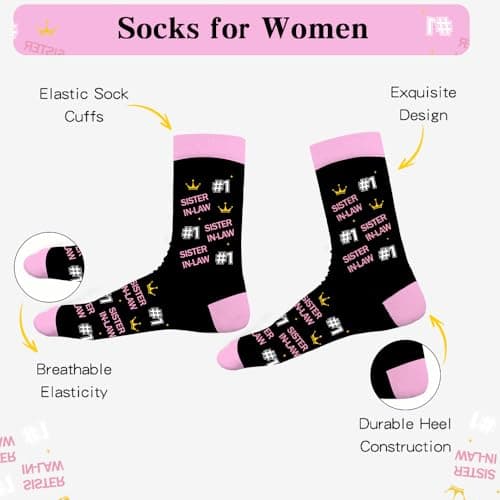 Gifts for Sister-in-Law - Christmas Birthday Mother's Galentines Valentines Day Graduation Mothers Day Sister in Law Gifts,Best Sister-in-Law Gift,Stocking Stuffer,Sister in Law Socks