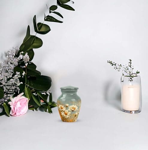 Daisy Urn for Ashes - Funeral Urns for Women - Daisy Cremation Urn for Adult Ashes Men - 2/3 Tablespoon of Ash Keepsake Box Daisy Urn - Flower Urn Small Keepsake - Urns for Burial in Ground - 3 Inch B0CZXM5ZJD