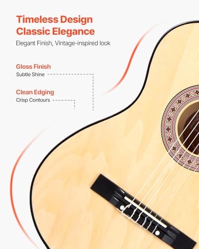 VEVOR Acoustic Guitar, Classical Guitar Starter Kit for Beginners, with Nylon Strings, Basswood Guitar, for Kids Adults Girls Boys Students