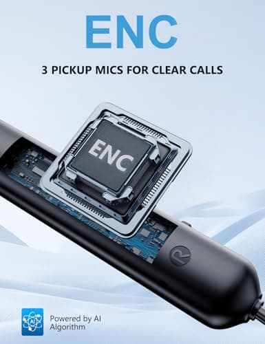 Rythflo Active Noise Cancelling Headphones, Wireless V5.3 Bluetooth Headphones with 3 AI Mics ENC, in-Ear Magnetic Neckband Earbuds 60Hrs Playtime,IPX6 Sweatproof ANC Headsets for Travel Home Office