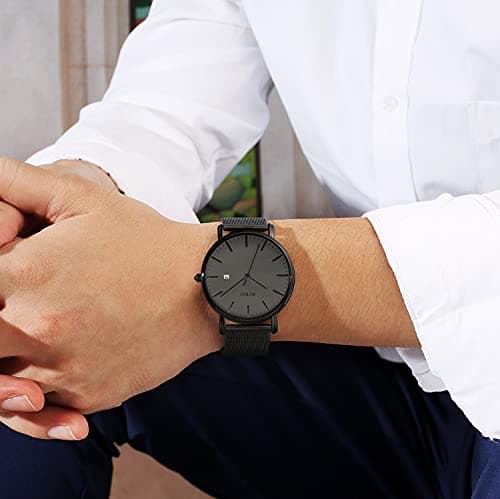 BUREI Men Wrist Watches Fashion Minimalist Analog Quartz Waterproof Watches for Men