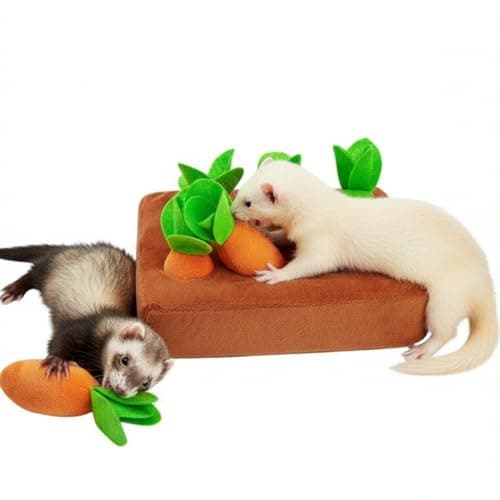 Ferret Foraging Toys Novelty Carrot Snuffle Mat Interactive Pet Treat Enrichment Toys for Small Animals Bunny Rabbit Chinchilla Guinea Pig Hamster (6Carrot)