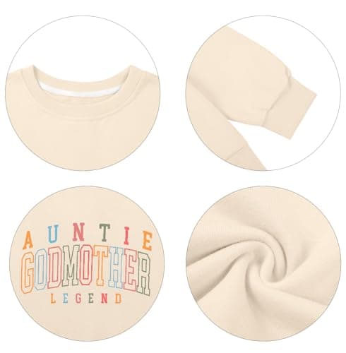 KIDDAD Women's Auntie Sweatshirt Cool Aunt Godmother Legend Crewneck Pullover Top Long Sleeve Graphic Aunts Shirt