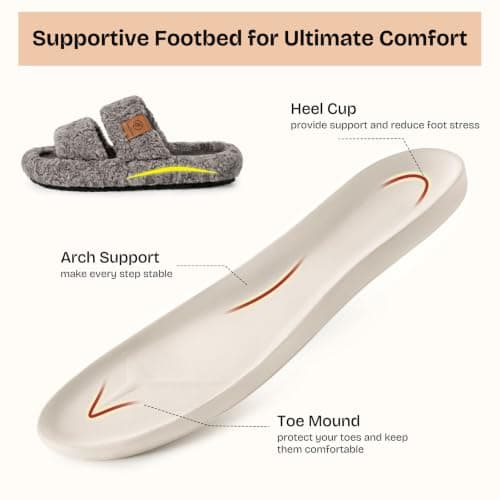 Machine-washable, Gifts, Memory Foam, Anti-slip Sole, Lightweight, Indoor and Outdoor, Cozy EverFoams Womens Fuzzy Open-toe Slippers Memory Foam Indoor House Shoes B0CLGNYKFR