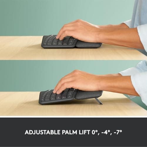 Logitech Ergo K860 Wireless Ergonomic Keyboard - Split Keyboard, Wrist Rest, Natural Typing, Stain-Resistant Fabric, Bluetooth and USB Connectivity, Compatible with Windows/Mac, Black