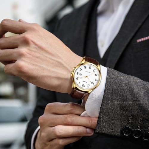 Kakabi Watch for Men, Fashion Minimalist Wrist Watch Waterproof Quartz Analog Date with Leather Strap