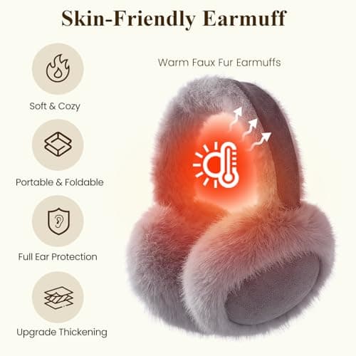 Clothirily EarMuffs for Women, Faux Fur Warm Ear Muffs for Winter, Foldable Winter Ear Covers, Fuzzy Ear Warmers for Women
