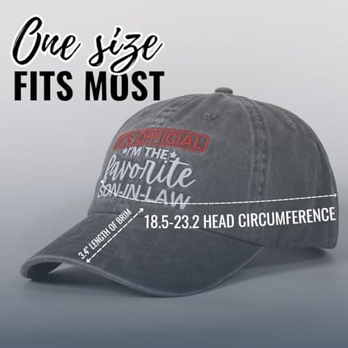 InnoBeta Son in Law Gifts Cap for Father's Day, Funny Adjustable Embroidered Hat Gifts for Birthday, Christmas, Gray, I'm The Favorite Son in Law