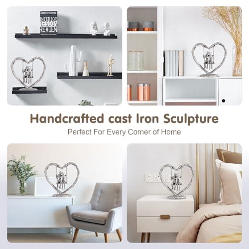 25th/Silver Anniversary Wedding Gifts for Wife/Her/Him,Valentine's Day/Birthday/Wedding Gifts for Couples,Heart Sculpture/Figurine,Handcrafted Antique Silver Metal Couple Statue Decor B0FP2Z3KQD