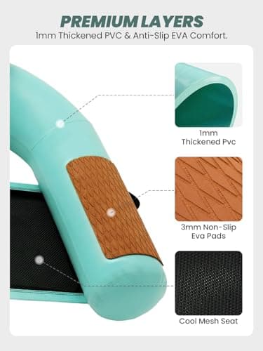 Zeraty Heavy Duty Double-Sided PVC Scrim Floating Chair Inflatable Pool Lounger for Adults, Premium Water Hammock with Cooling Mesh & EVA Armrests, Sunbathing Tanning Float for Lake Beach (300 Lbs)