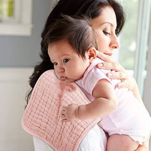 Looxii Muslin Burp Cloths Baby Girl 6 Pack - 20" x 10" - Ultra Soft & Absorbent, 6-Layer 100% Cotton for Spit Up & Drool- Gentle Baby Burping Cloth, Newborn Essentials Shower Gift Girl, Gradient Pink