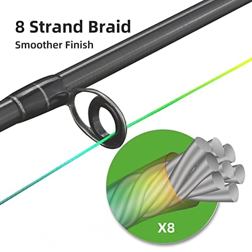RUNCL 8 Strands Braided Fishing Line - High Visibility Colored Braid Line, Super Strong, Abrasion Resistant, No Stretch, 328yds/546yds/1093yds, 12lb to 100lb for Saltwater or Freshwater Fishing