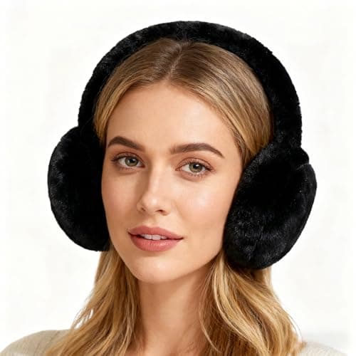 LZEDIRA Ear Muffs for Women Mens, Winter Faux Fur Earmuffs, Fluffy Cute Earmuffs, Foldable Ear Warmers for Mens Cold Outdoor