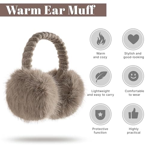 TOBEHIGHER Muffs for Winter Women - Faux Fur Earmuffs, Soft Warm Stylish Ear Muffs for Women Cute Foldable
