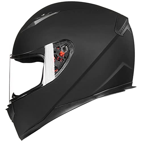 ILM Full Face Motorcycle Street Bike Helmet with Removable Winter Neck Scarf + 2 Visors DOT Model ILM-313 (L, Matte Black)