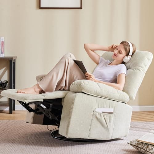 Recliner Chair, Durable & Tear-Resistant Massage Chair with Heating, Premium Chenille Fabric Massage Recliner Supports up to 380 LBS for Living Room, Bedroom, Beige