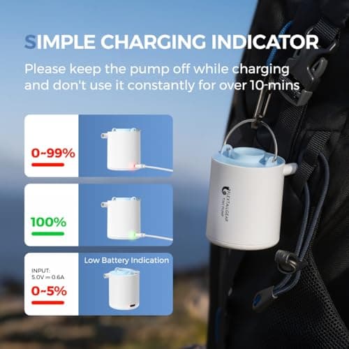 FLEXTAILGEAR Portable Air Pump for Inflatables, 2.82oz Classic Tiny Air Pump, Rechargeable Electric Air Pump to Inflate Deflate for Camping Gear Pool Floats Air Mattress Vacuum Storage Bags