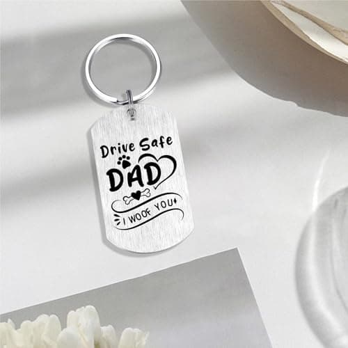 Alotozo Dog Dad Gifts for Men - Christmas Gifts from Dogs to Daddy - Drive Safe Dad Keychain - From Puppy to Daddy Stocking Stuffer - Dog Lover Gift for Father